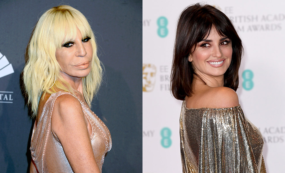 Donatella Versace y Penélope Cruz con un diseño de la firma italiana / Gtres