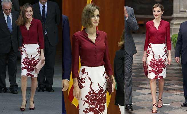 Letizia ha reciclado uno de sus conjuntos de Felipe Varela / Gtres