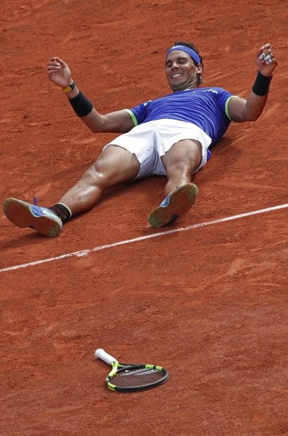 Nadal en el momento de su triunfo en el décimo Roland Garros /Gtres