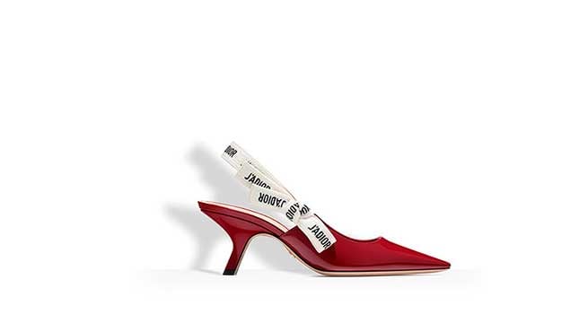 Slingback charol rojo con mensaje / Dior