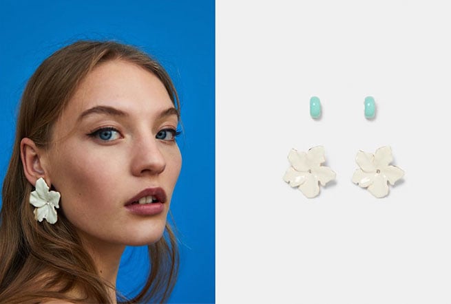 zara pendientes flores