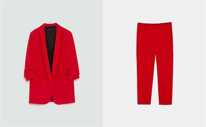 traje rojo zara