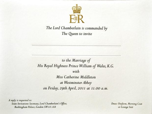 Invitaci&oacute;n de boda de Kate Middleton y Guillermo / Kensington 