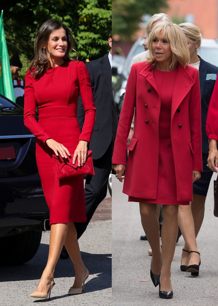 Brigitte Macron Do&ntilde;a Letizia looks rojos