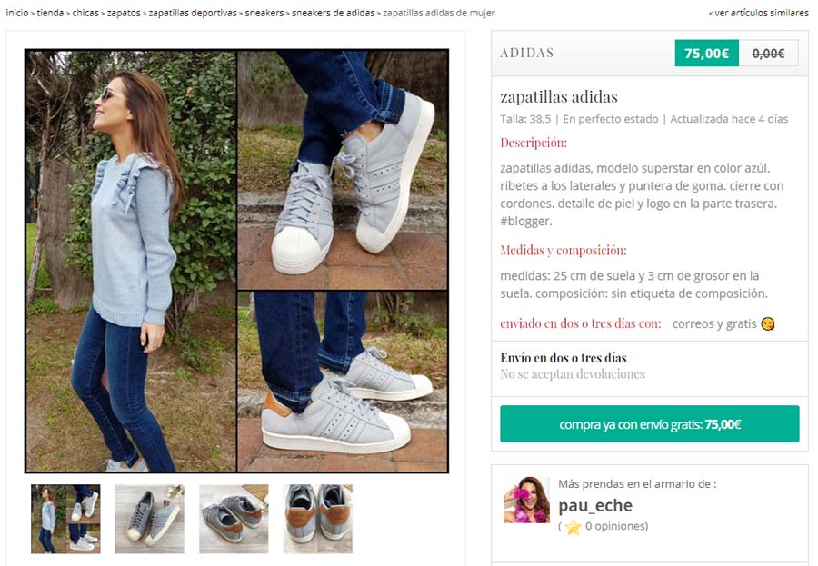 Una captura del perfil de Paula Echevarr&iacute;a en Chicfy 