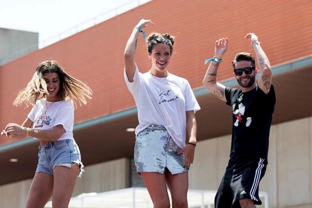 Laura Matamoros, Pelayo Díaz y Dulceida durante el festival 'Dulceweekend'