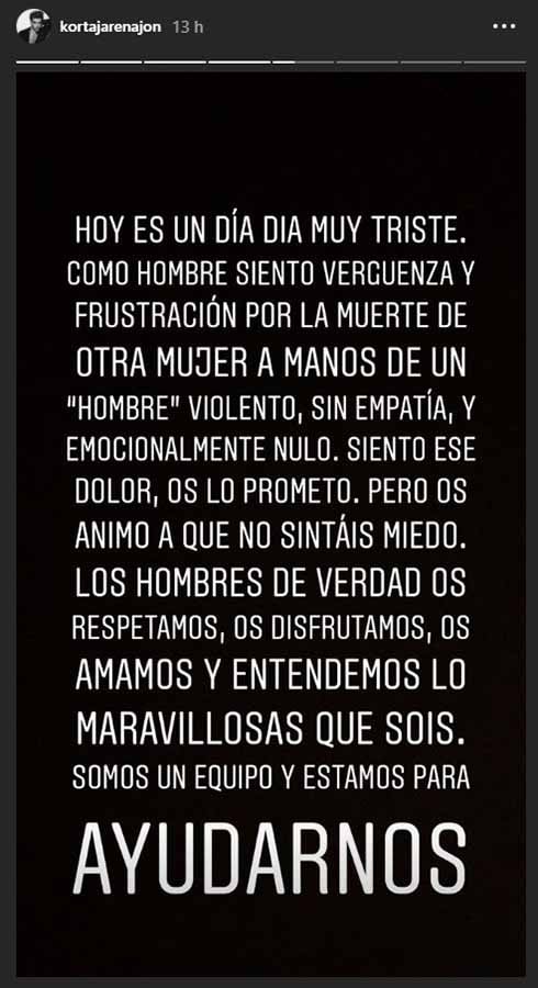 El mensaje de Jon Kortajarena en Instagram 