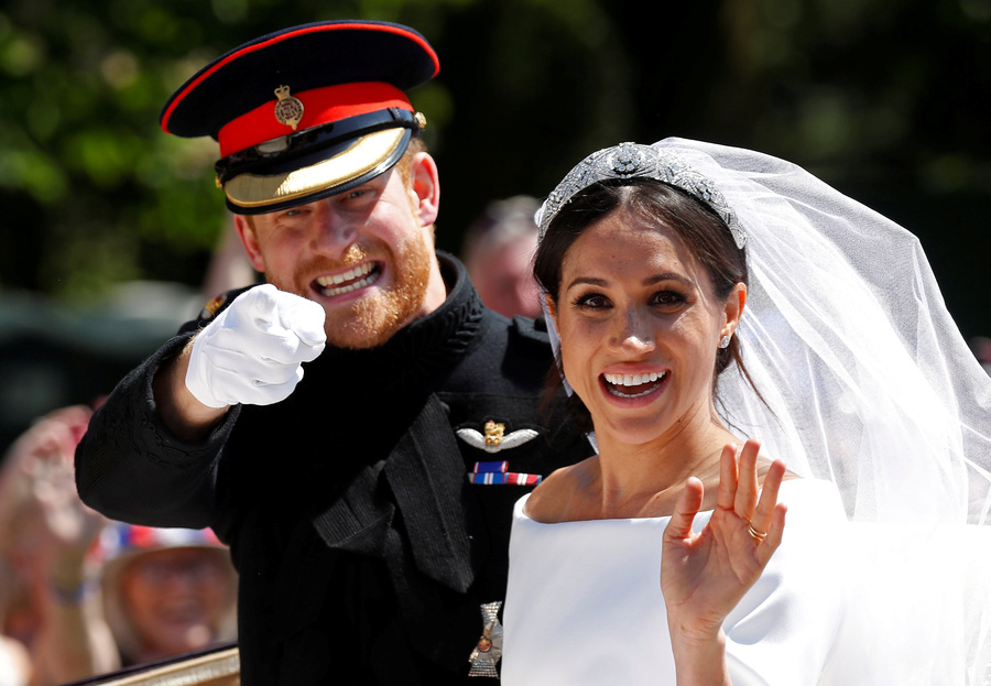 Meghan Markle y el Pr&iacute;ncipe Harry el d&iacute;a de su boda 