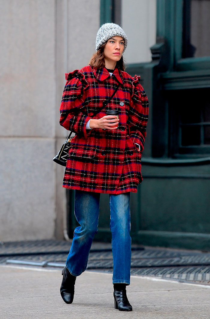 Alexa Chung abrigo cuadros
