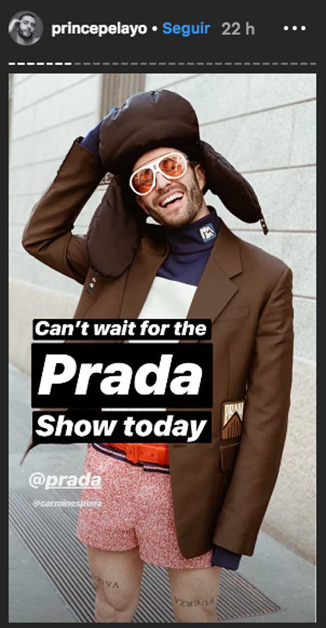 Pelayo y su look para el desfile de Prada en Mil&aacute;n