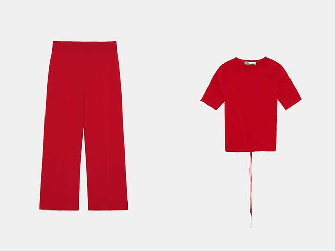 pantal&oacute;n camiseta rojo zara