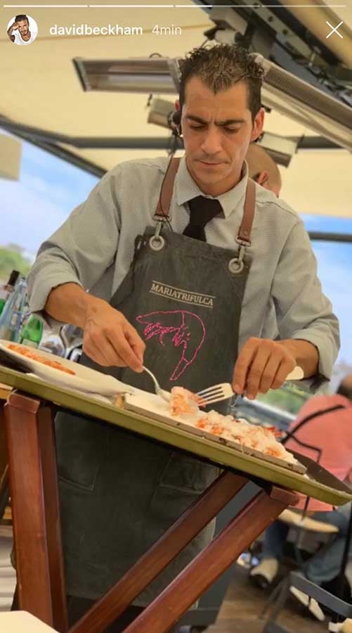 'Storie' de David Beckham durante su comida en María Trifulca, en Sevilla / Instagram