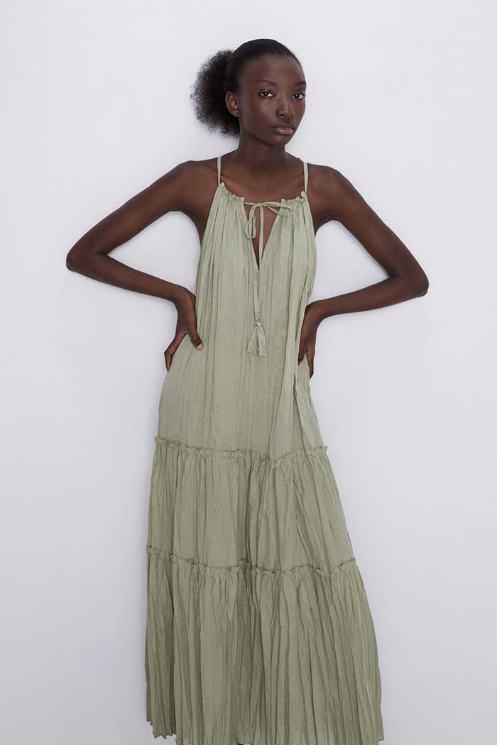 vestido caqui zara / Zara.com