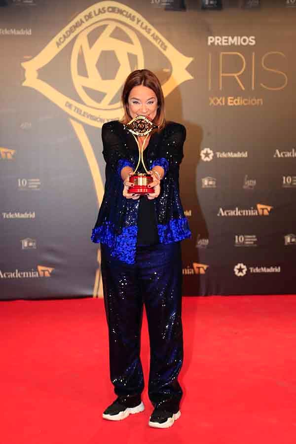 Toñi Moreno tras recibir el premio Iris / GTRES