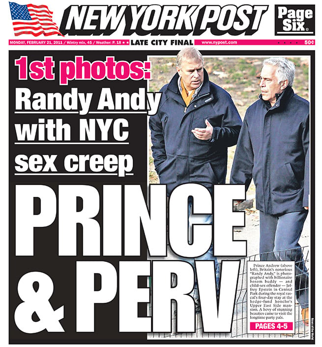 Pr&iacute;ncipe Andr&eacute;s, Jeffrey Epstein