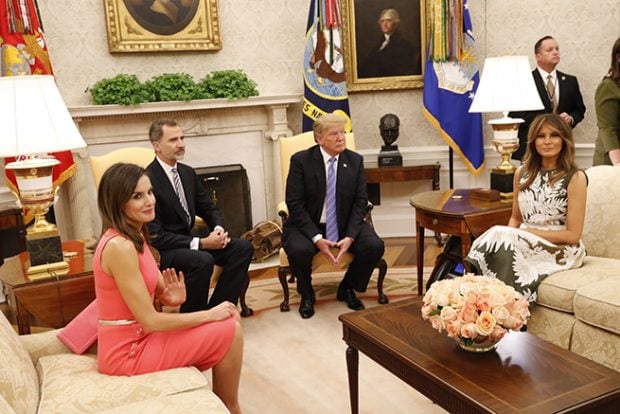 Los Reyes Letizia y Felipe, el presidente Donald Trump y la Primera Dama Melania