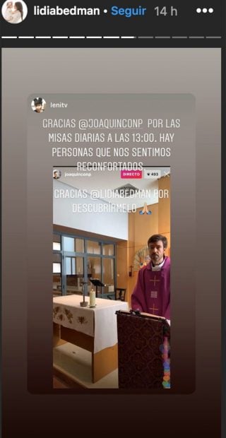 Las misas que sigue Lidia Bedman a través de Internet / Imagen de Instagram