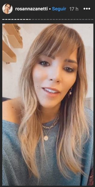 La revelación de Rosanna en sus stories de su red social / Imagen de Instagram @rosannazanetti