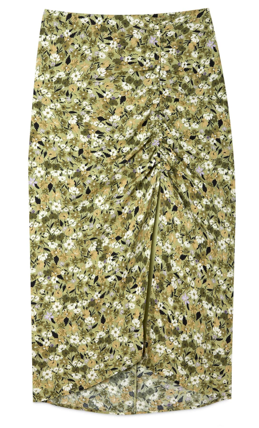 Stradivarius tiene la falda midi m&aacute;s buscada del verano, con fruncido y abertura lateral