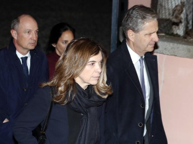 Jaime Carvajal y Xandra Falc&oacute; durante el funeral de la Infanta Do&ntilde;a Pilar el pasado mes de enero en Madrid / GTRES