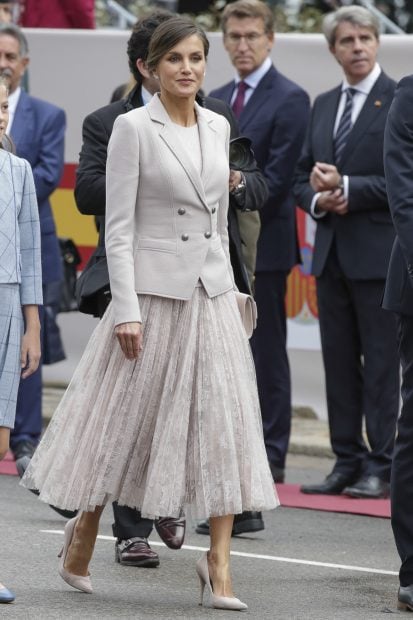 La reina Letizia en el D&iacute;a de la Fiesta Nacional de 2018/Gtres