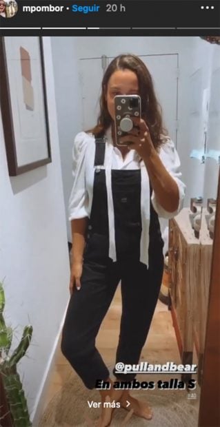Marta Pombo con un peto negro de Pull & Bear/Instagram @mpombor
