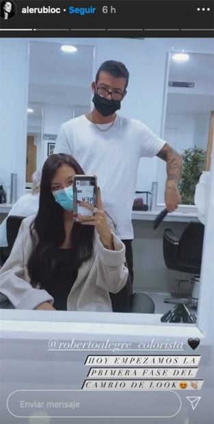 Alejandra Rubio en la peluqueria/Instagram @alerubioc