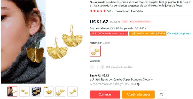 Mar flores pendientes Aliexpress