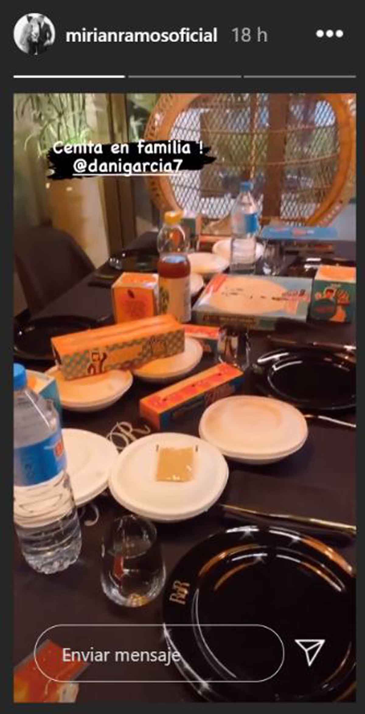 'Storie' de Miriam Ramos de la cena familiar en casa de su hermano / Instagram