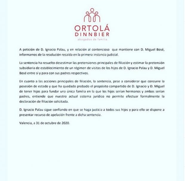 Comunicado de Nacho Palau/ Instagram @nachopalau