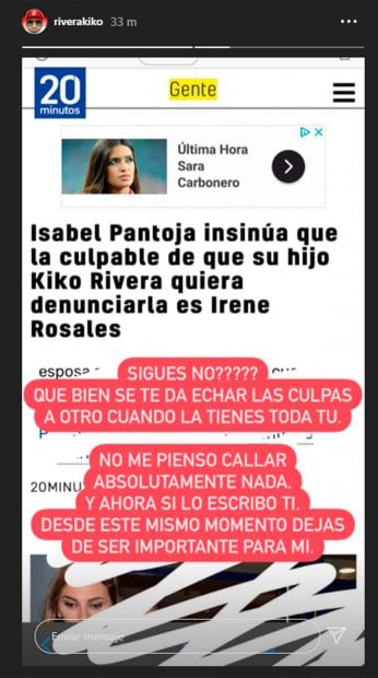El DJ ha sido contundente con su madre al defender a su mujer: "Desde este mismo momento dejas de ser importante para m&iacute;"/@riverakiko