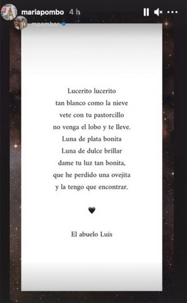 Dedicatoria para el abuelo fallecido de Mar&iacute;a Pombo./Instagram@mariapombo