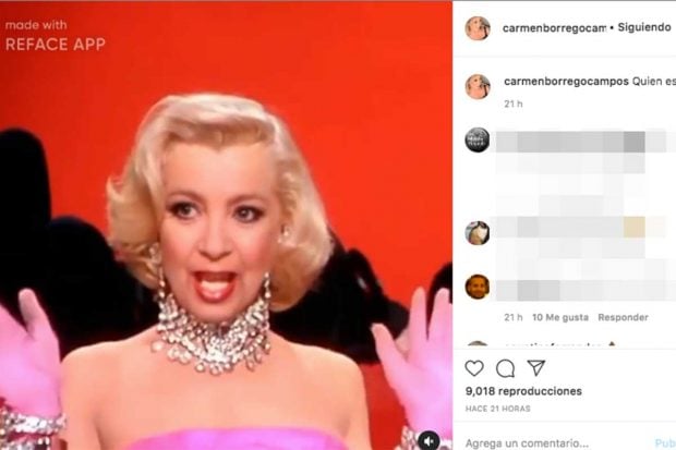 Carmen Borrego transformada en Marilyn Morone./Instagram @carmenborregocampos
