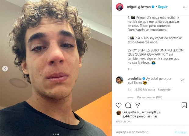 Miguel Herr&aacute;n, llorando / Instagram