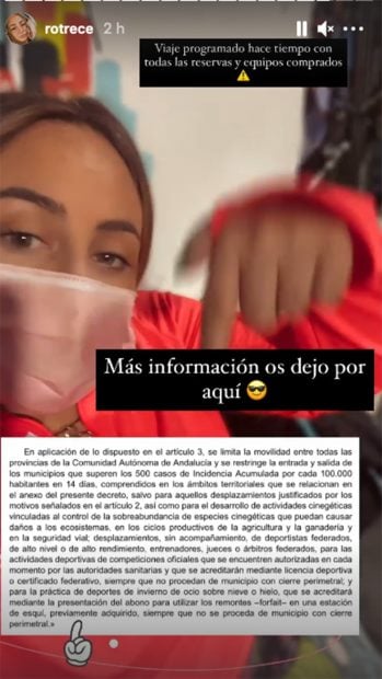 Roc&iacute;o Flores explicando su viaje a Sierra Nevada./@rotrece