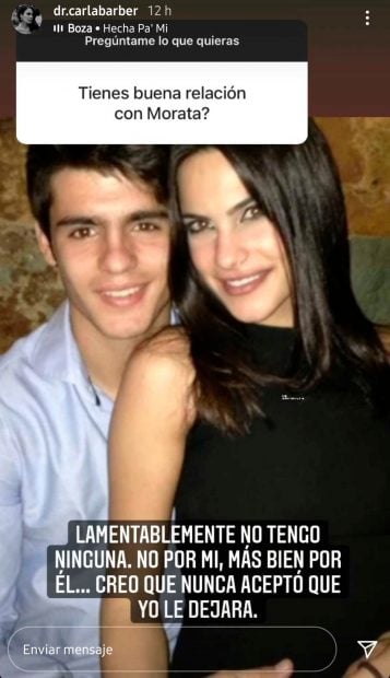Enorme palito de Carla Barber a Morata / Instagram