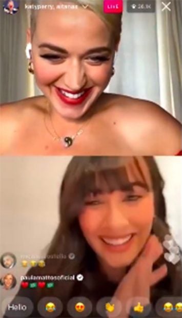 Katy Perry y Aitana Oca&ntilde;a, juntas en un directo de Instagram./Instagram @katyperry