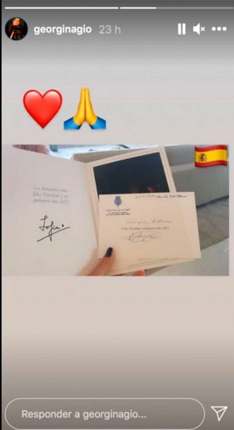 El christmas navide&ntilde;o que la reina Sof&iacute;a envi&oacute; a Georgina / Instagram @georginagio