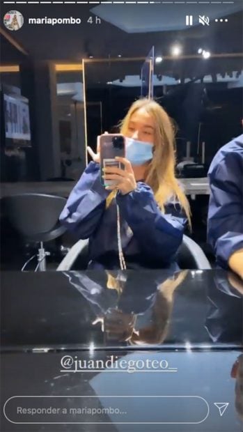 Mar&iacute;a Pombo en la peluquer&iacute;a./Instagram @mariapombo