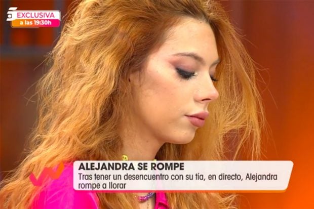 Alejandra Rubio ha roto a llorar tras el rifirrafe con su t&iacute;a, Carmen Borrego./Telecinco