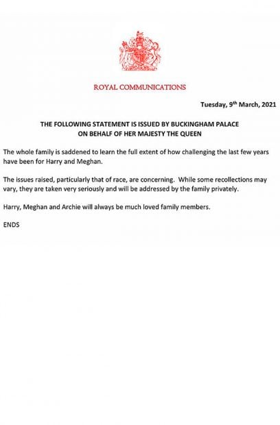 Comunicado Buckingham Palace