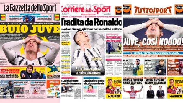 Los peri&oacute;dicos deportivos italianos se ceban contra Cristiano 