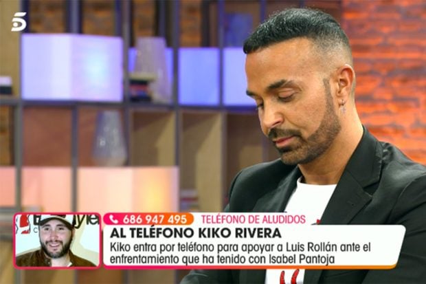 Luis Roll&aacute;n habla por tel&eacute;fono en directo con Kiko Rivera en 'Viva la Vida'./Telecinco