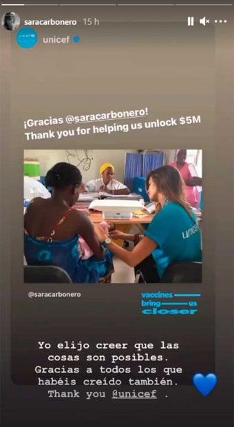 Sara Carbonero es una de las embajadoras de Unicef que ha colaborado en esta campa&ntilde;a / Instagram