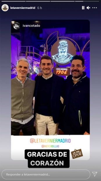 Iker Casillas, con los socios de 'Le Tavernier' / Instagram @ikercasillas