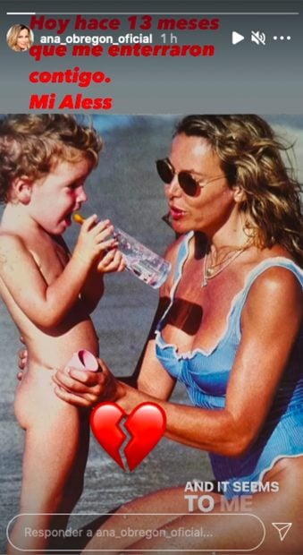 Ana Obreg&oacute;n junto a &Aacute;lex Lequio cuando era un ni&ntilde;o./Instagram @ana_obregon_oficial