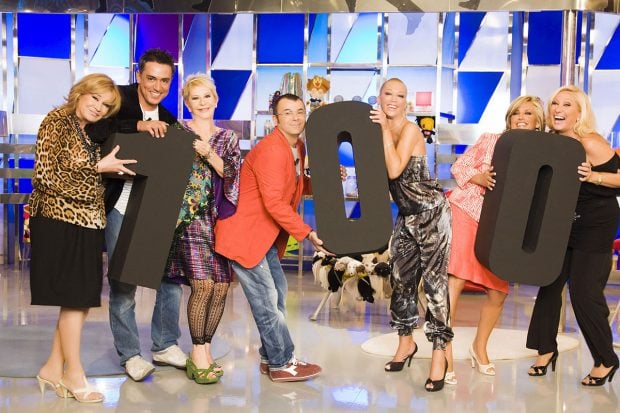 Mila Xim&eacute;nez, Kiko Hern&aacute;ndez, Karmele Marchante, Jorge Javier V&aacute;zquez, Bel&eacute;n Esteban, Lydia Lozano y Rosa Benito en una imagen de archivo./Gtres