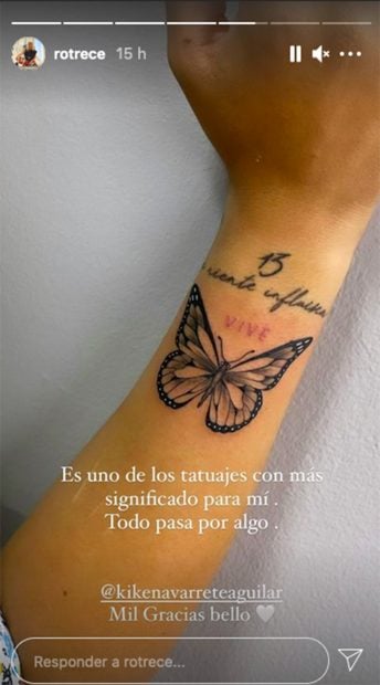Roc&iacute;o Flores se ha hecho un nuevo tatuaje y lo ha compartido a trav&eacute;s de las redes sociales./Instagram @rotrece