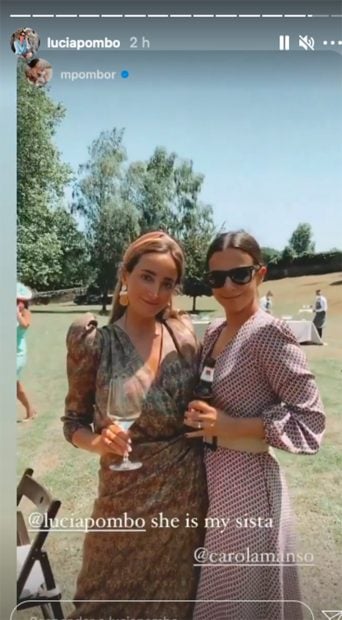 Luc&iacute;a Pombo ha lucido un vestido con escote en 'v' y mangas abullonadas./Instagram @luciapombo