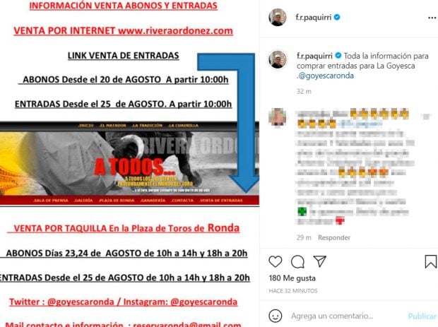 Entradas para la Goyesca 2021 / Instagram